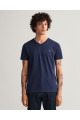 Erkek Lacivert Slim Fit V Yaka T-shirt