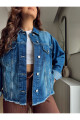 Kesik Püsküllü Denim Ceket Kesik Püsküllü Denim Ceket