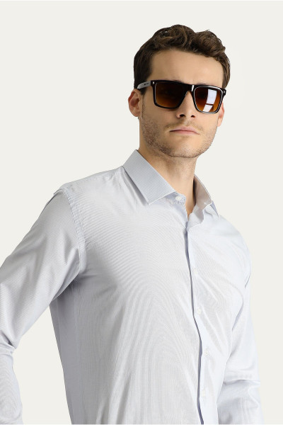 Uzun Kol Slim Fit Dar Kesim Klasik Çizgili Pamuklu Gömlek Uzun Kol Slim Fit Dar Kesim Klasik Çizgili Pamuklu Gömlek