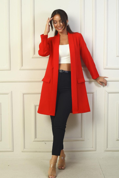 Şal Yaka Likralı Max Uzun Ceket