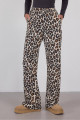 Beli Lastikli Leopar Desenli Wide Leg Pantolon PN16715