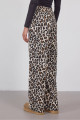 Beli Lastikli Leopar Desenli Wide Leg Pantolon PN16715