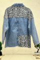 Yakalı Leopar Garnili Oversize Kot Ceket Yakalı Leopar Garnili Oversize Kot Ceket
