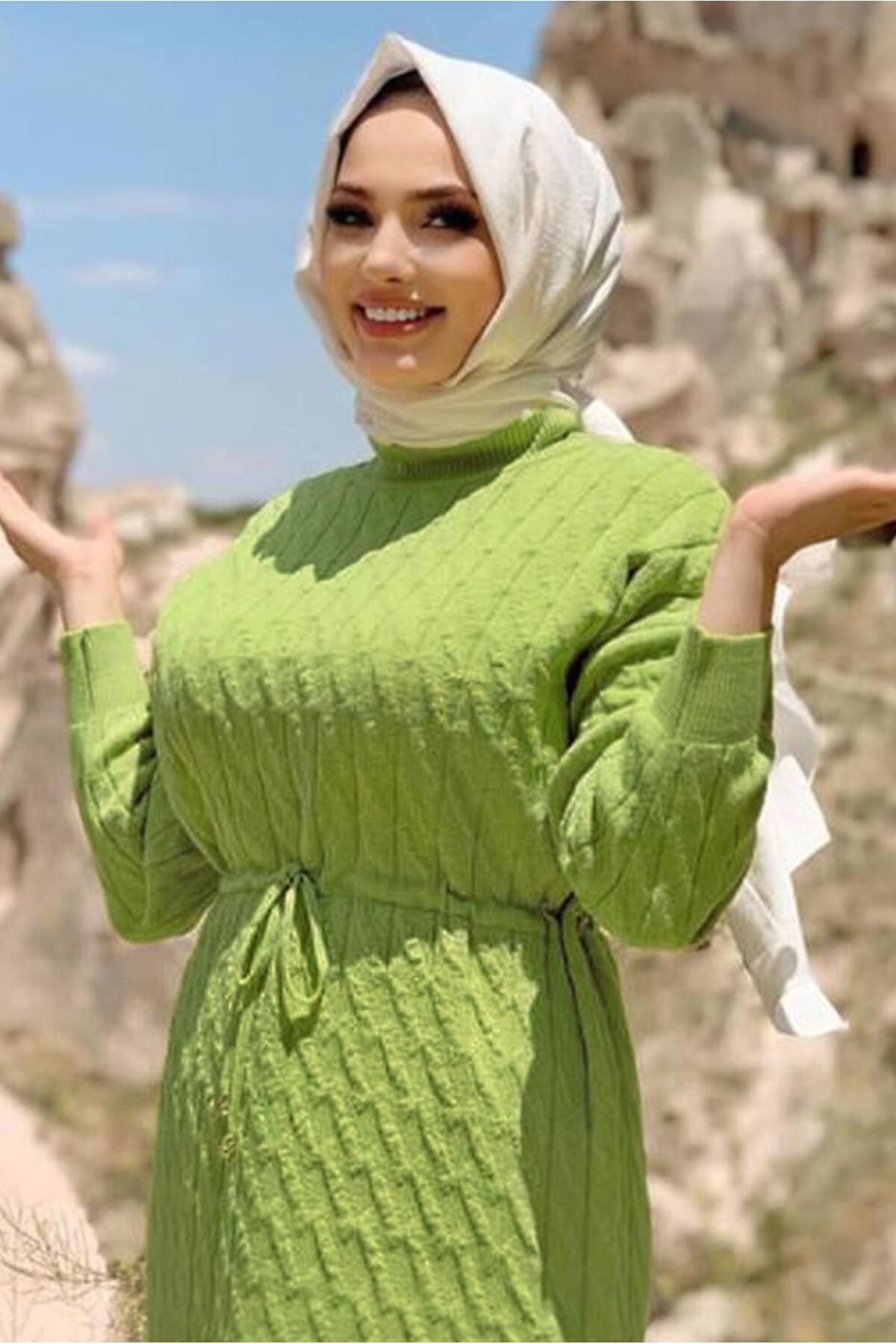 Kadın Yeşil (fıstık) Beli Büzgülü Triko Tunik 8216 Kadın Yeşil (fıstık) Beli Büzgülü Triko Tunik 8216