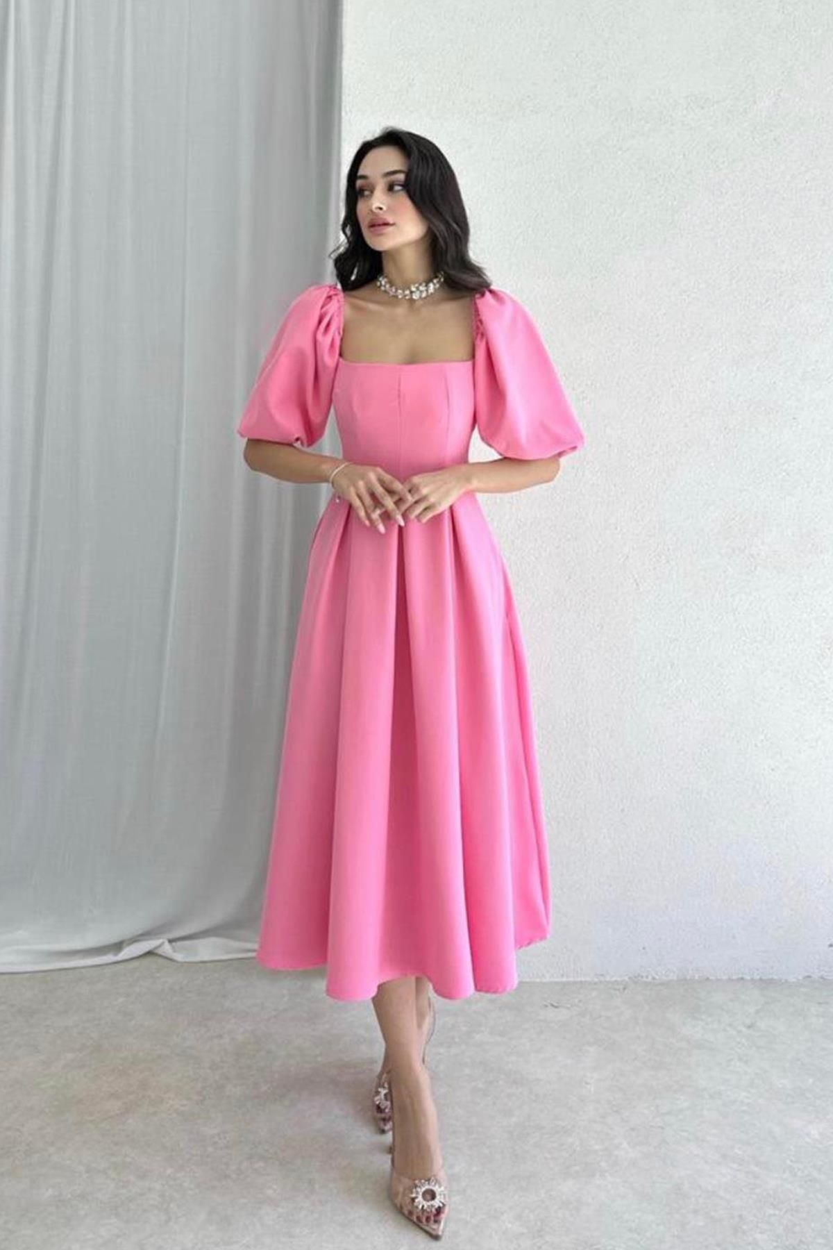 MATMAZEL UZUN BOY ELBİSE PEMBE MATMAZEL UZUN BOY ELBİSE PEMBE