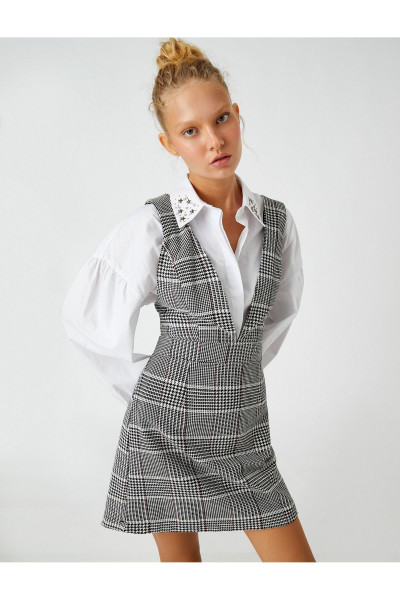 Kareli Salopet Elbise Jile