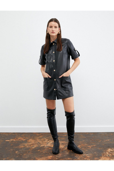 Tuba Ünsal X Koton - Mini Suni Deri Elbise Tuba Ünsal X Koton - Mini Suni Deri Elbise