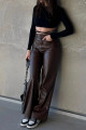 Mad Girls Kahverengi Deri Pantolon Mg1316 Mad Girls Kahverengi Deri Pantolon Mg1316
