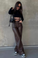 Mad Girls Kahverengi Deri Pantolon Mg1316 Mad Girls Kahverengi Deri Pantolon Mg1316