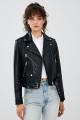 Newage Kadın Siyah Slim-fit Biker Deri Ceket 22wgd5983u5 Newage Kadın Siyah Slim-fit Biker Deri Ceket 22wgd5983u5