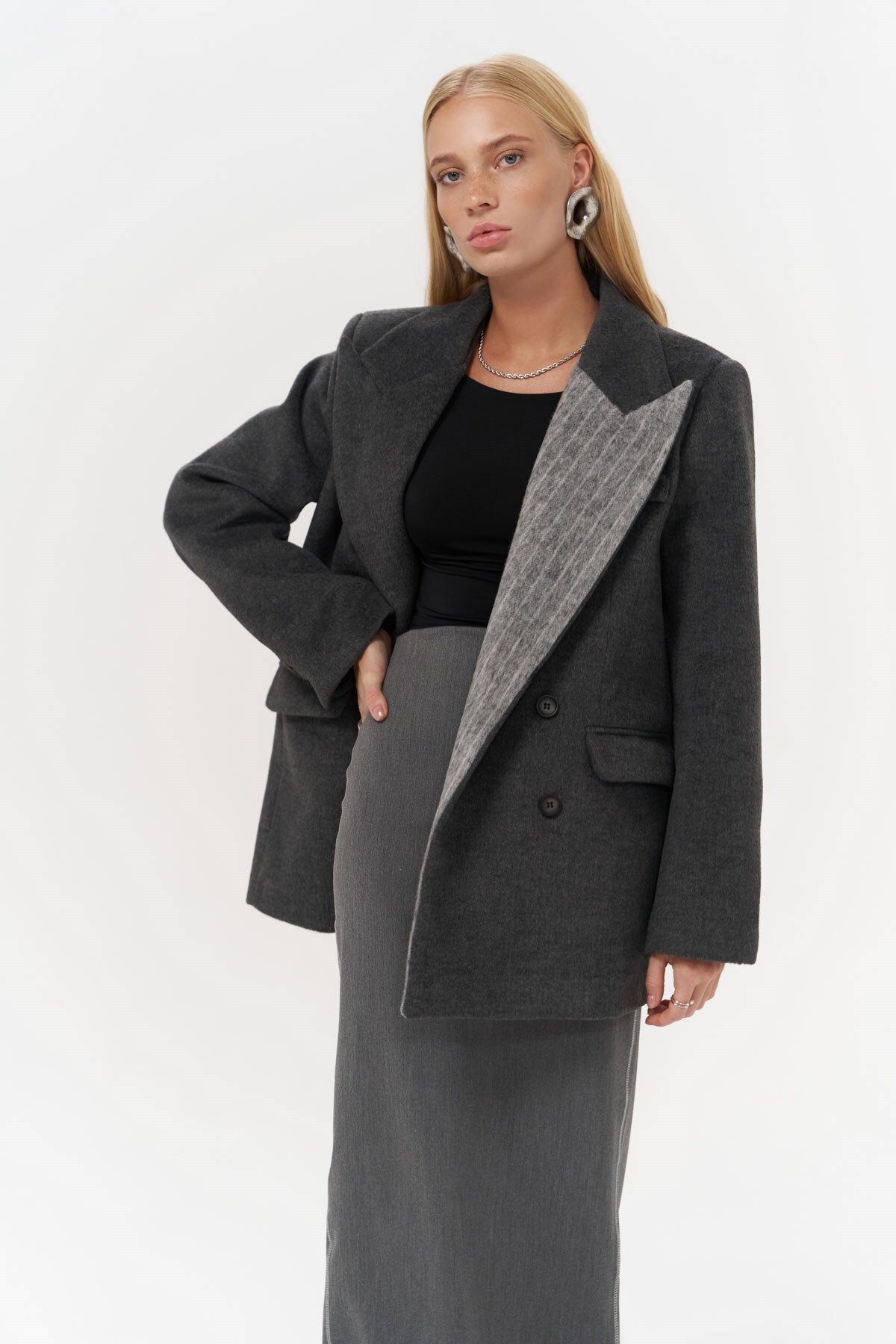 Seljord Yaka Detaylı Antrasit Blazer Seljord Yaka Detaylı Antrasit Blazer
