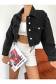 Trend Siyah Crop Kot Ceket Trend Siyah Crop Kot Ceket