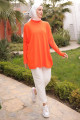 Orange Balıkçı Yaka Merserize Salaş Triko Tunik Orange Balıkçı Yaka Merserize Salaş Triko Tunik