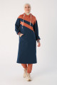 Koyu Indigo Iki Renkli Kapüşonlu Sweat Tunik Koyu Indigo Iki Renkli Kapüşonlu Sweat Tunik