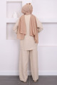 Taş Bağlamalı Keten Kimono Pantolon Takım Taş Bağlamalı Keten Kimono Pantolon Takım