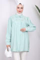 Mint Yaka Taşlı Çizgili Tunik Mint Yaka Taşlı Çizgili Tunik