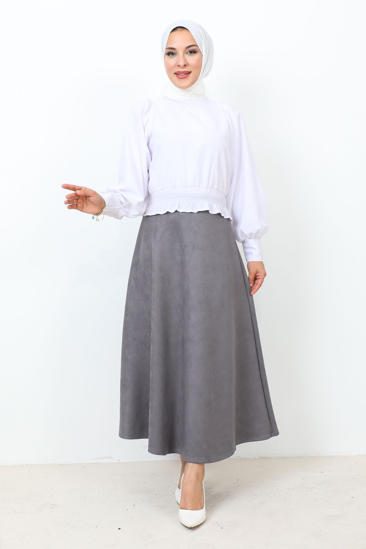 Süet Mevlana Etek TSD0036 Antrasit Süet Mevlana Etek TSD0036 Antrasit