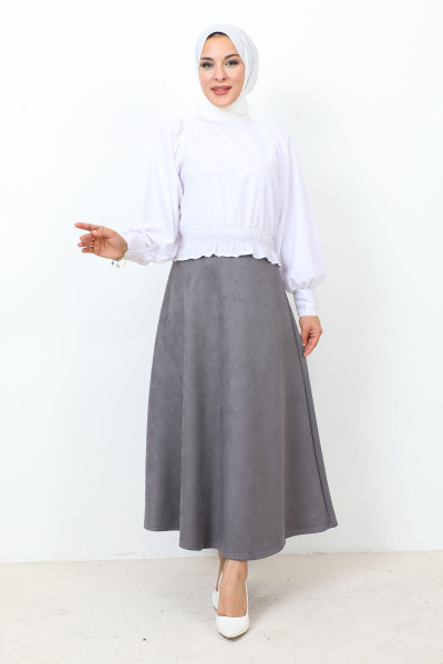 Süet Mevlana Etek TSD0036 Antrasit Süet Mevlana Etek TSD0036 Antrasit