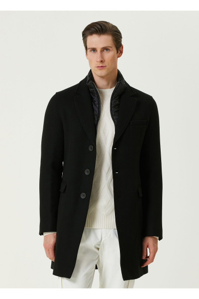 Siyah İç Yaka Detaylı Yün Palto Beden: 50 Siyah İç Yaka Detaylı Yün Palto Beden: 50