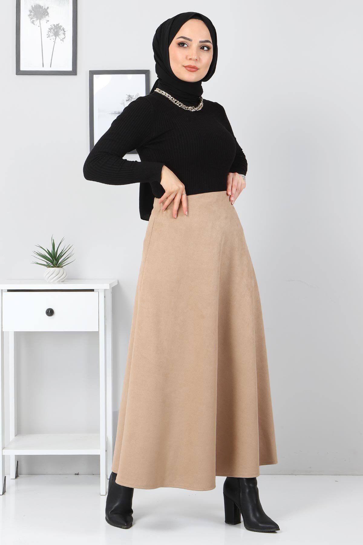 Süet Mevlana Etek Tsd0036 Camel Süet Mevlana Etek Tsd0036 Camel