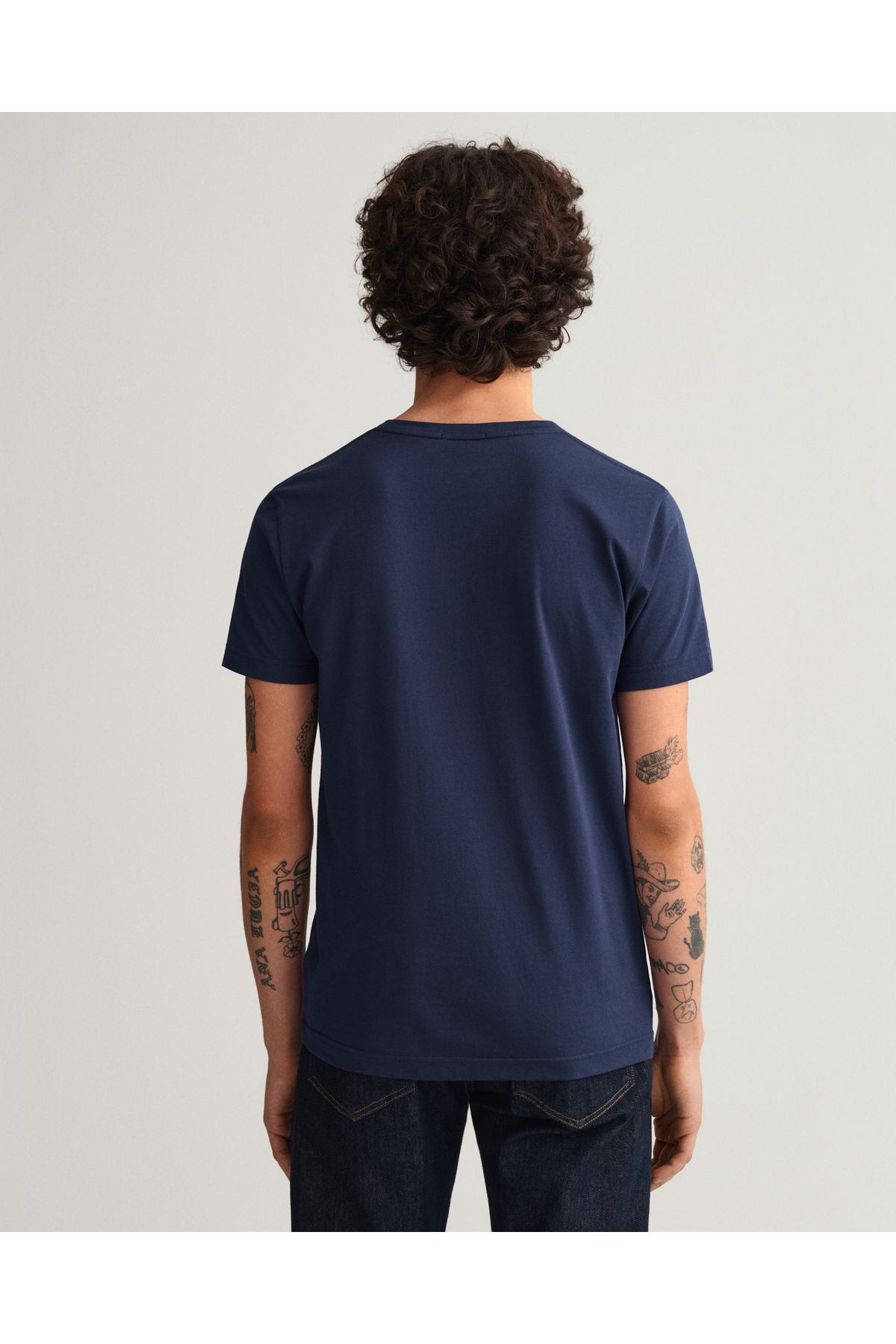 Erkek Lacivert Slim Fit V Yaka T-shirt