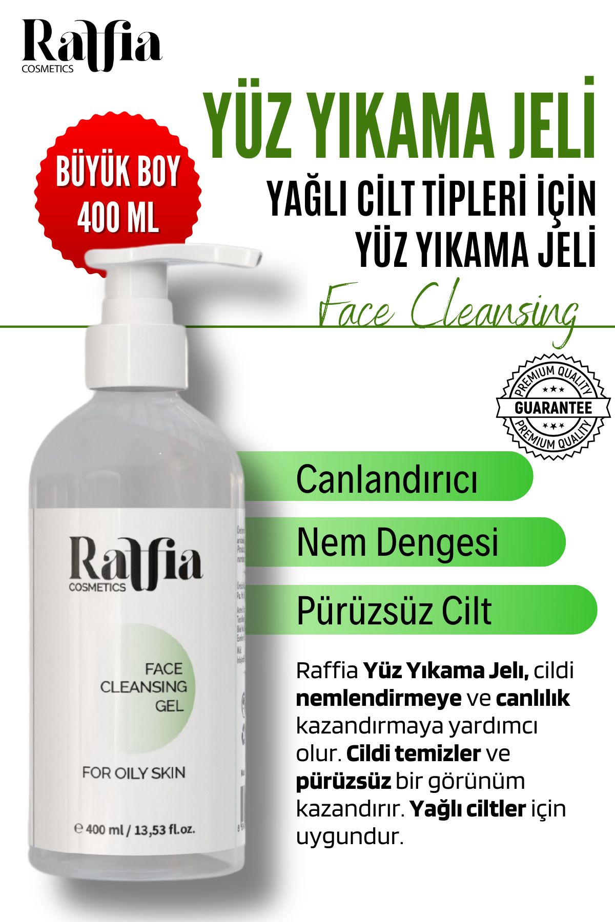 Yağlı Ciltler Için Yüz Yıkama Jeli 400ml, Gözenek Sıkılaştırıcı, Akne Ve Siyah Nokta Karşıtı