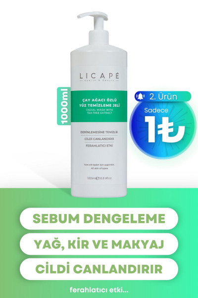Çay Ağacı Özlü Yüz Temizleme Jeli 1000ml Çay Ağacı Özlü Yüz Temizleme Jeli 1000ml