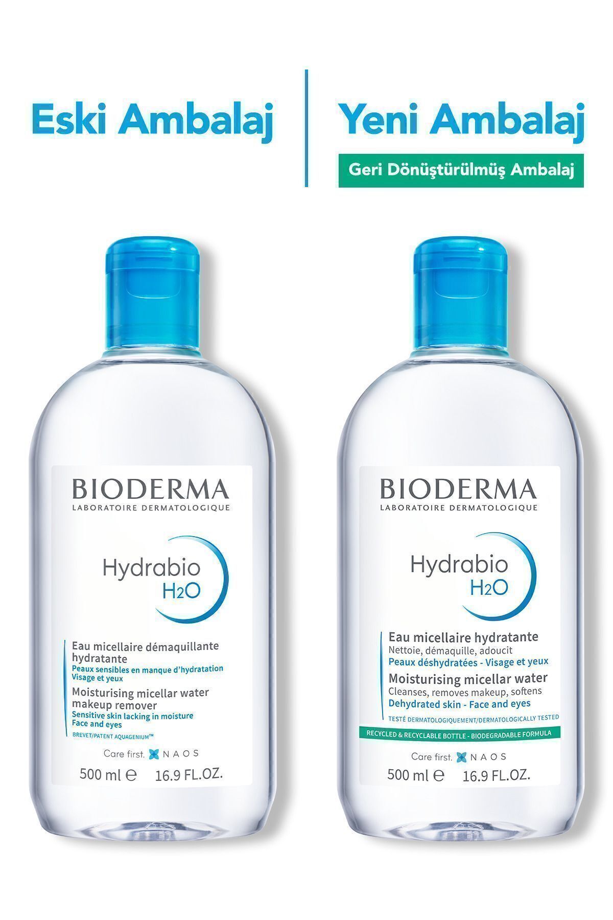 Hydrabio H2O Nemlendirici Micellar Makyaj Temizleme Suyu Kuru Ciltler Yüz, Göz Çevresi 500 ml