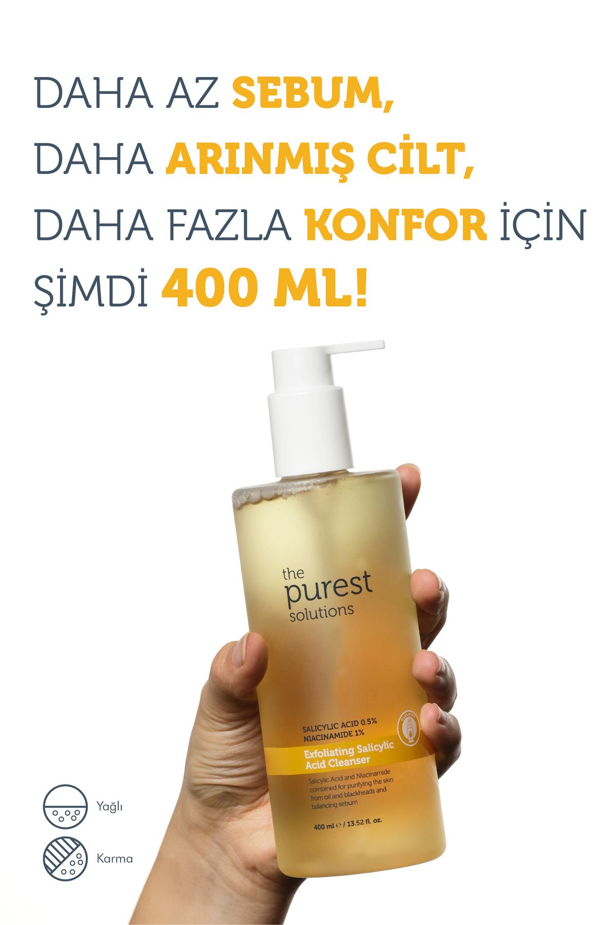 Siyah Nokta Karşıtı Yağlı Ciltler İçin Salisilik Asit Arındırıcı Temizleme Jeli 400 ml