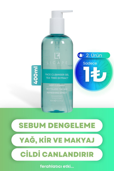 Çay Ağacı Özlü Yüz Temizleme Jeli 400ml Çay Ağacı Özlü Yüz Temizleme Jeli 400ml