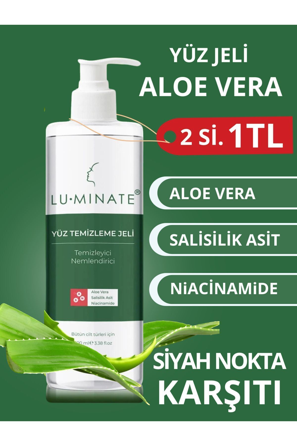 Yüz Temizleme Jeli Akne Ve Sivilce Karşıtı Gözenek Sıkılaştırıcı Su Bazlı Aloe Vera Niacinamide