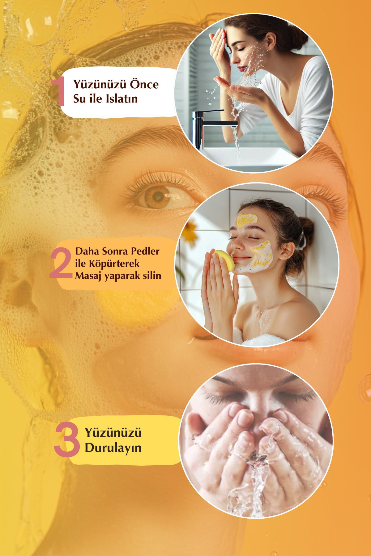 Derinlemesine Yüz Temizleyici Tonik Ped Turmeric Kojik Asit C Vitamini Cilt Serum