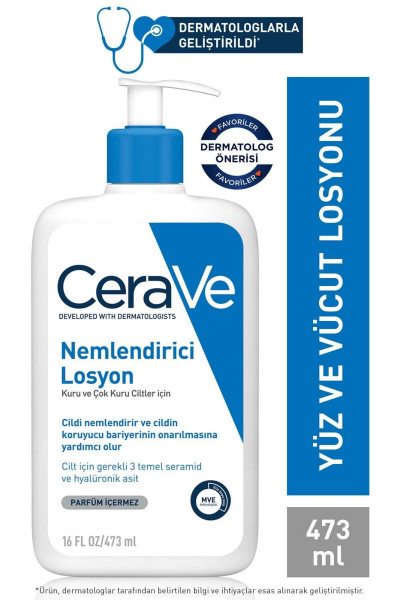 Nemlendirici Losyon Kuru Ciltler Seramid Ve Hyalüronik Asit Içerikli Yüz Vücut 473ml Nemlendirici Losyon Kuru Ciltler Seramid Ve Hyalüronik Asit Içerikli Yüz Vücut 473ml