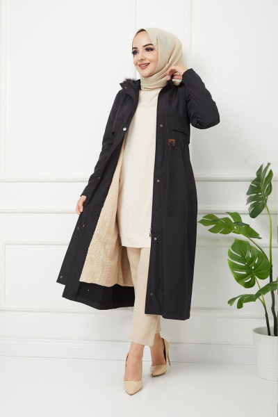 Water Prof Siyah Içi Kürklü Kışlık Battal Mevsimlik Mont & Kaban Water Prof Siyah Içi Kürklü Kışlık Battal Mevsimlik Mont & Kaban