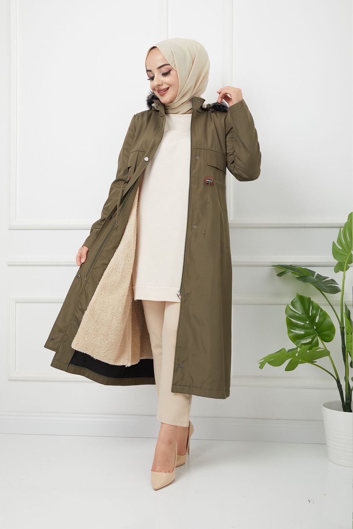 Water Prof Haki Içi Kürklü Kışlık Battal Mevsimlik Mont & Kaban Water Prof Haki Içi Kürklü Kışlık Battal Mevsimlik Mont & Kaban