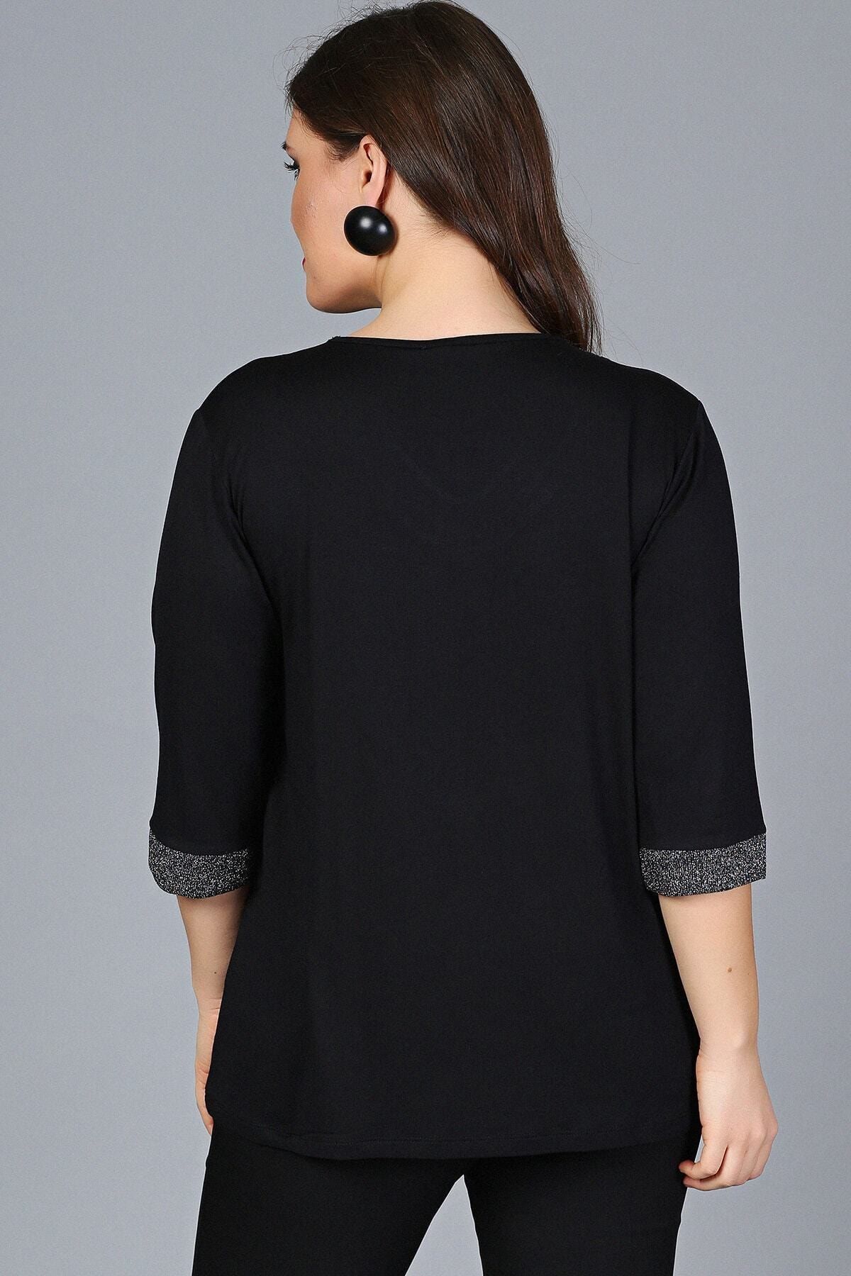Kadın Siyah Yaka Kolucu Sim Bluz M9288 Kadın Siyah Yaka Kolucu Sim Bluz M9288