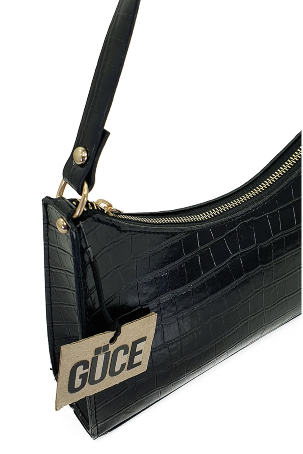 Siyah Kroko Desenli Baget Baguette El Ve Omuz Çantası Gc009000k Siyah Kroko Desenli Baget Baguette El Ve Omuz Çantası Gc009000k