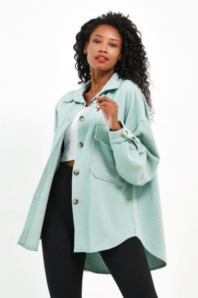 Kadın Oversize Kaşe Gömlek