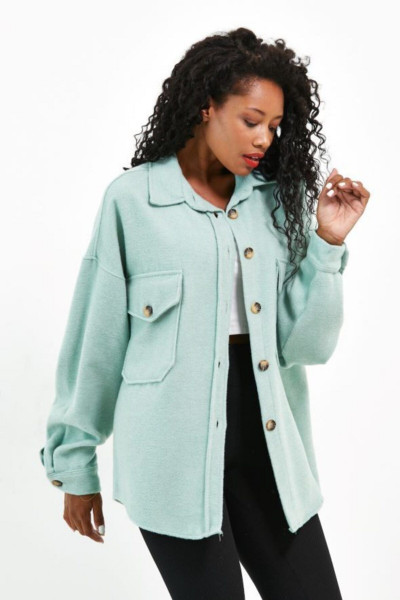 Kadın Oversize Kaşe Gömlek