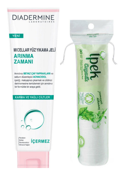 Arınma Zamanı Micellar Yüz Yıkama Jeli 150 ml Ve Ipek Organik Disk Makyaj Pamuğu 80li Arınma Zamanı Micellar Yüz Yıkama Jeli 150 ml Ve Ipek Organik Disk Makyaj Pamuğu 80li