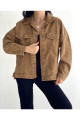 Taba Rengi Yırtmaçlı Oversize Kot Ceket Taba Rengi Yırtmaçlı Oversize Kot Ceket
