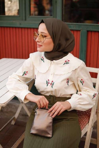 Kemerli Piliseli Etek - Haki Kemerli Piliseli Etek - Haki