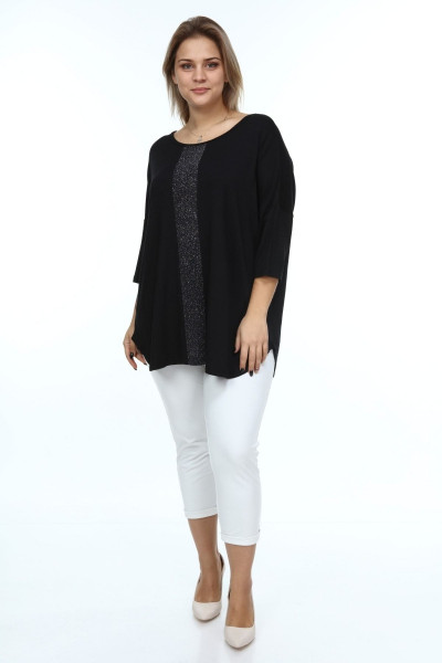 Kadın Siyah Önü Simli Truvar Kol Bluz