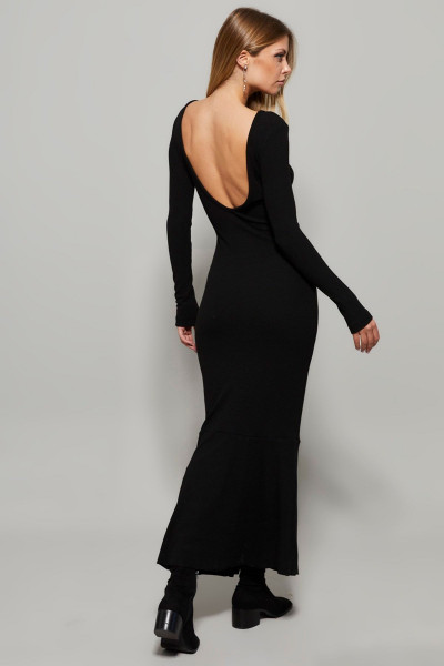 Kadın Siyah U Yaka Maxi Elbise EY1129 Kadın Siyah U Yaka Maxi Elbise EY1129