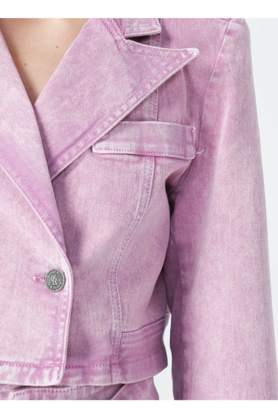 Kruvaze Pembe Denim Ceket Kruvaze Pembe Denim Ceket