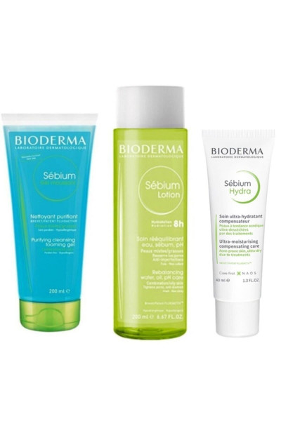 Sebium Foaming Gel Tüp 200 Ml+ Sebium Lotion 200 Ml+ Sebium Hydra Cream 40 Sebium Foaming Gel Tüp 200 Ml+ Sebium Lotion 200 Ml+ Sebium Hydra Cream 40