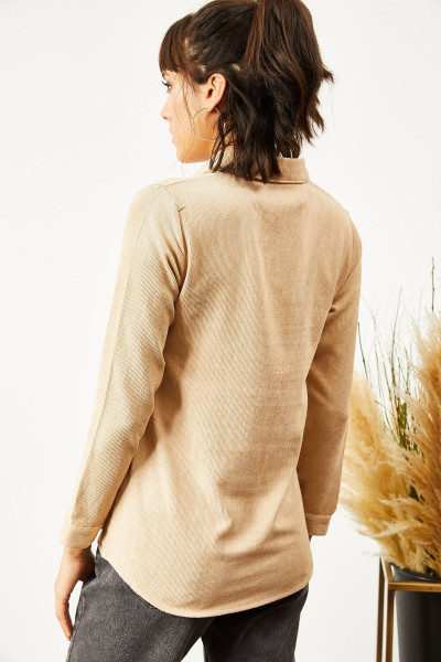 Kadın Taş İnce Fitilli Kadife Gömlek GML-19000443 Kadın Taş İnce Fitilli Kadife Gömlek GML-19000443