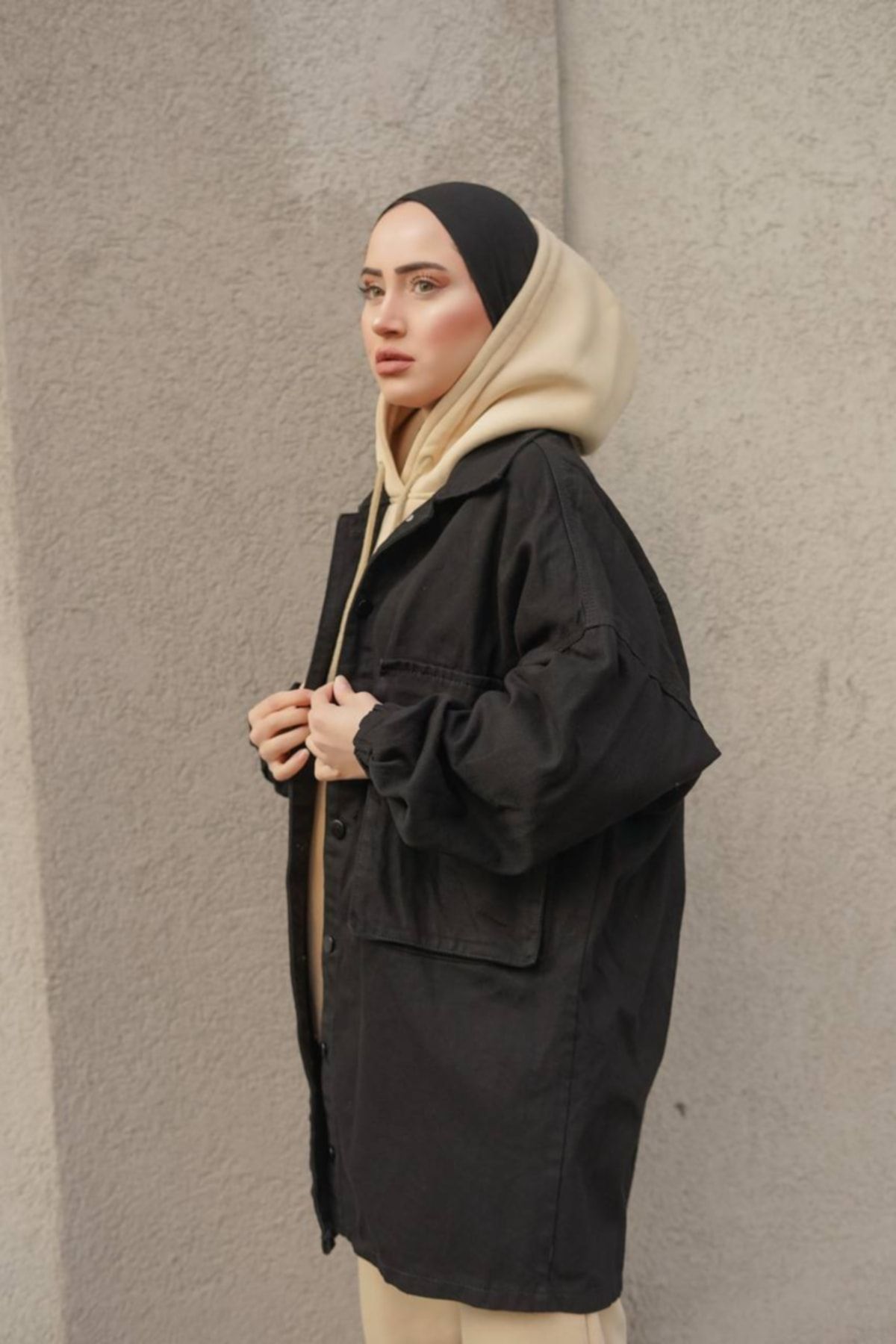Kadın Siyahtorba Cep Oversize Kot Ceket Kadın Siyahtorba Cep Oversize Kot Ceket