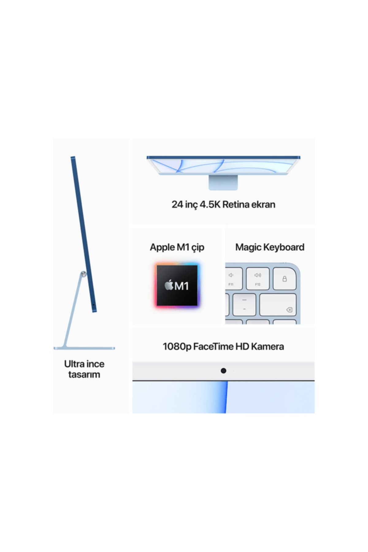 M1 chip With 8gb?core Cpu And 8?core Gpu/ 256gb Ssd/ 24" Imac With Retina 4.5k Display Aıo Pc Silver M1 chip With 8gb?core Cpu And 8?core Gpu/ 256gb Ssd/ 24" Imac With Retina 4.5k Display Aıo Pc Silver