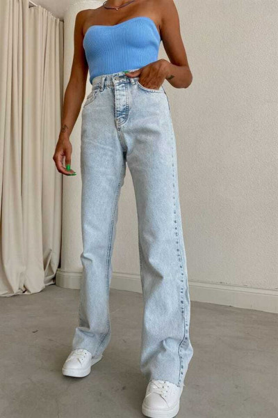 Talya 90's Mavi Buz Kar Yıkama Extra Yüksek Bel Palazzo Salaş Jean Pantolon Talya 90's Mavi Buz Kar Yıkama Extra Yüksek Bel Palazzo Salaş Jean Pantolon